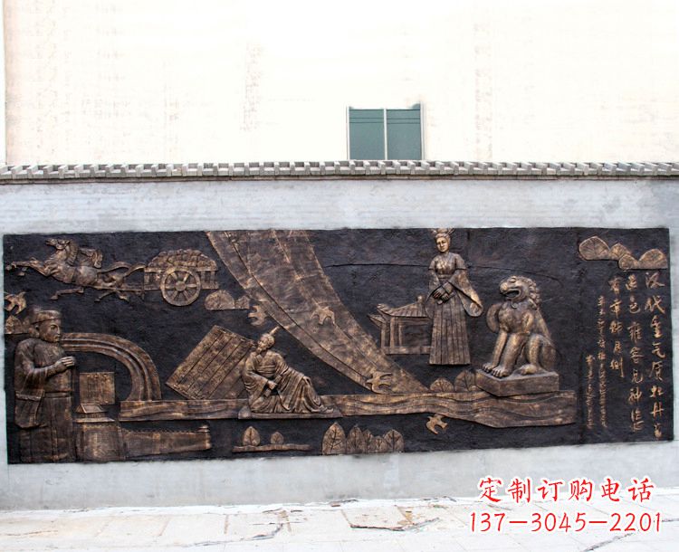 连云港“汉代重气质，牡丹留正色”中国传统文化浮雕壁画，玻璃钢仿铜园林墙壁装饰壁画