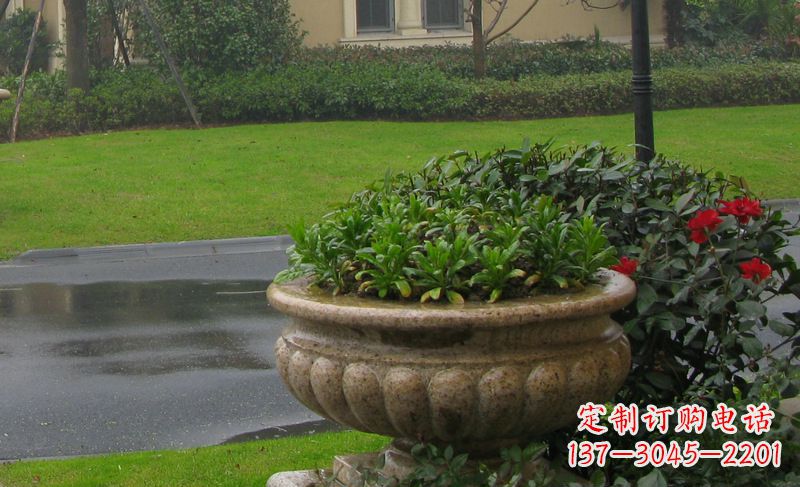 连云港别墅景观大理石花盆石雕 (4)