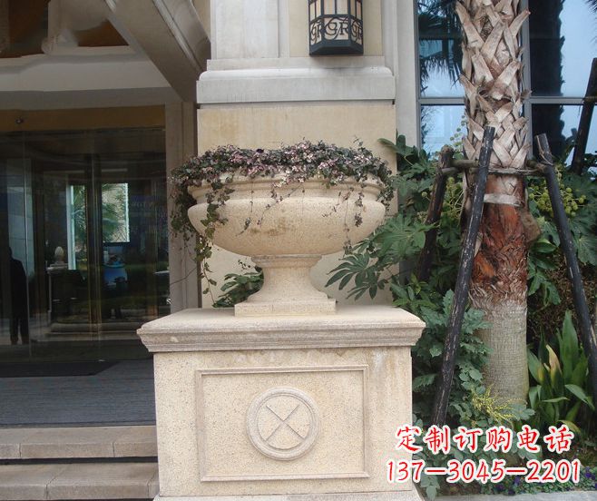 连云港别墅景观大理石花盆石雕 (6)