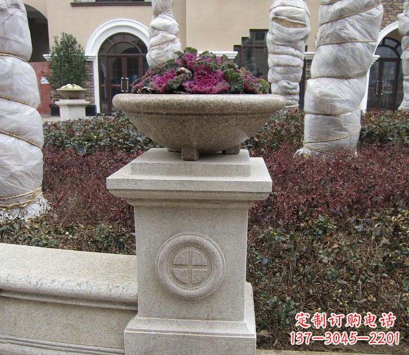 连云港别墅景观大理石花盆石雕_2