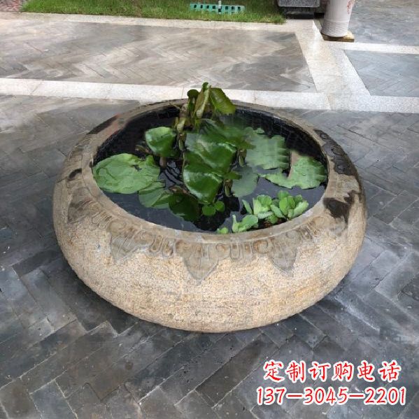连云港别墅庭院仿古做旧石雕鱼缸