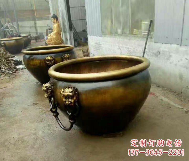 连云港精致的铜制家居摆件——水缸铜雕塑