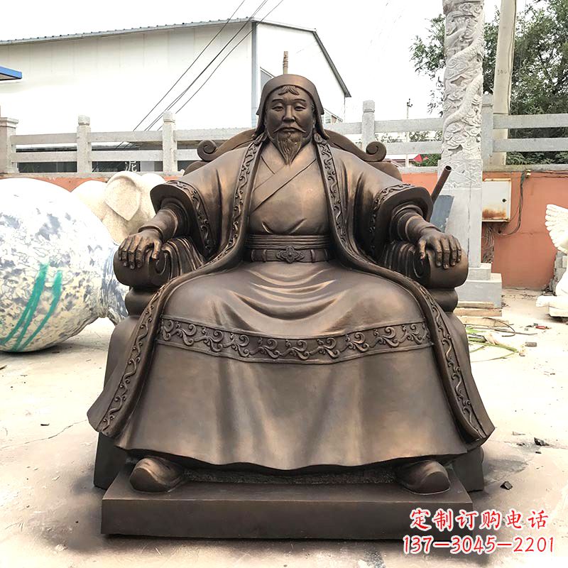 连云港成吉思汗玻璃钢仿铜雕塑