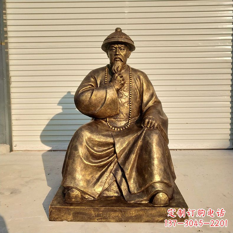 连云港玻璃钢仿铜林则徐坐姿雕像