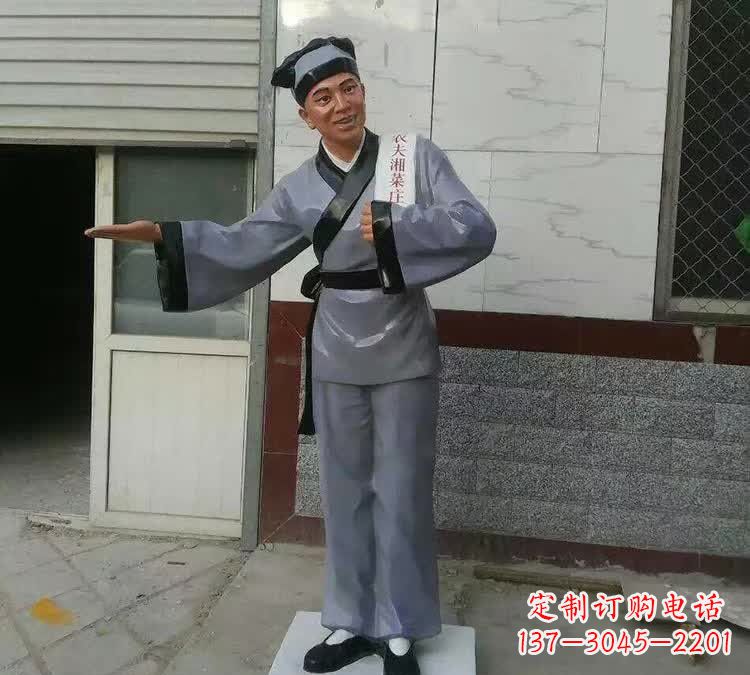 连云港精致玻璃钢店小二雕塑