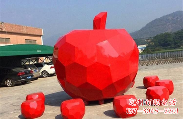 连云港玻璃钢公园彩绘几何苹果雕塑艺术精美绝伦