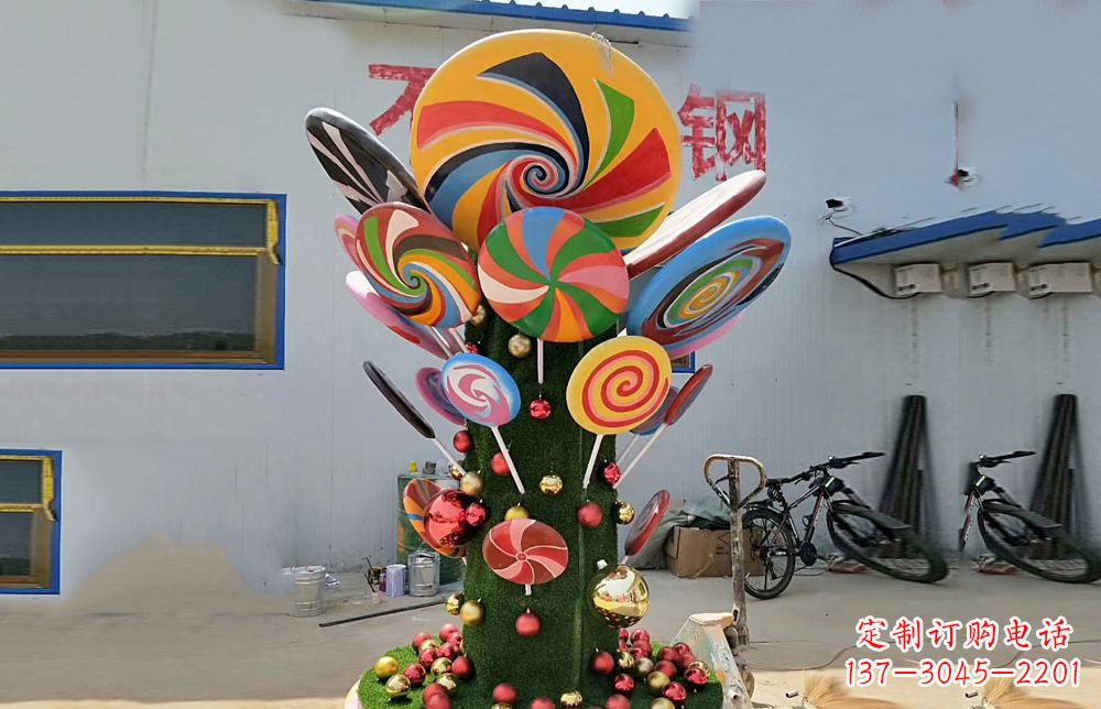 连云港不锈钢彩色棒棒糖雕塑艺术与景观的完美结合