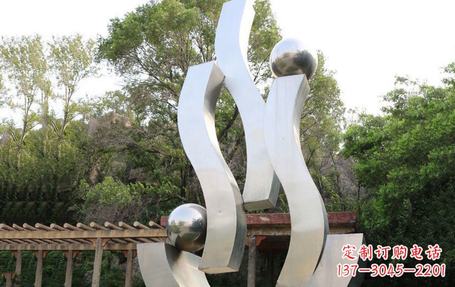 连云港不锈钢飘带雕塑美化小区景观