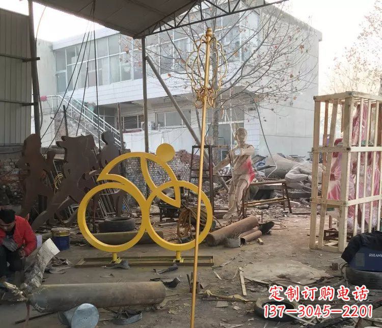 连云港不锈钢自行车雕塑——象征着健康、积极的生活方式