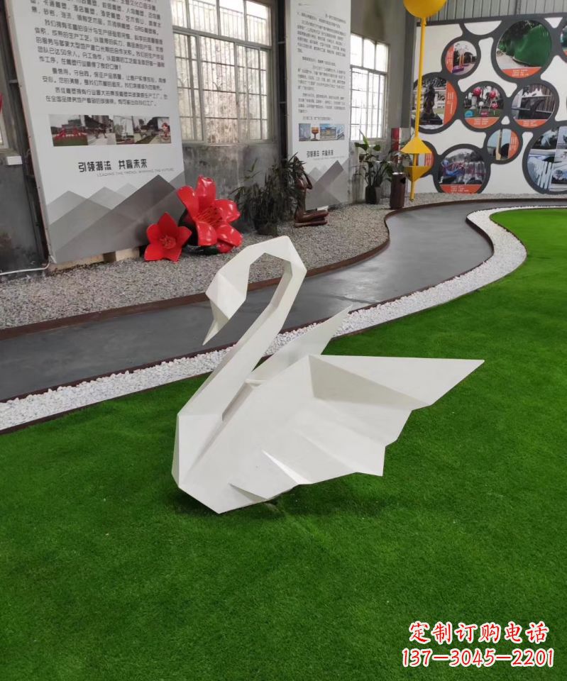 连云港不锈钢折纸天鹅雕塑