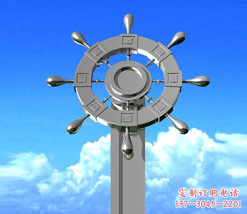 连云港不锈钢船舵雕塑精美的海洋艺术