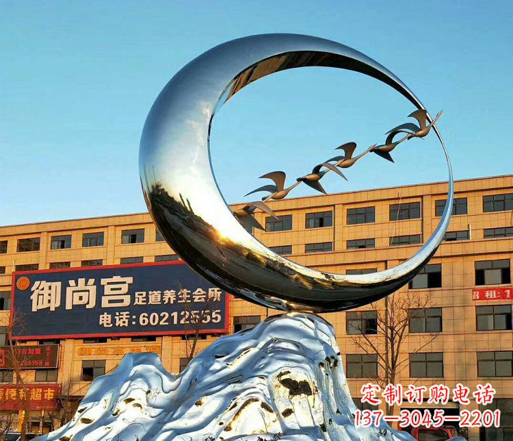 连云港不锈钢大雁雕塑精美的艺术之作