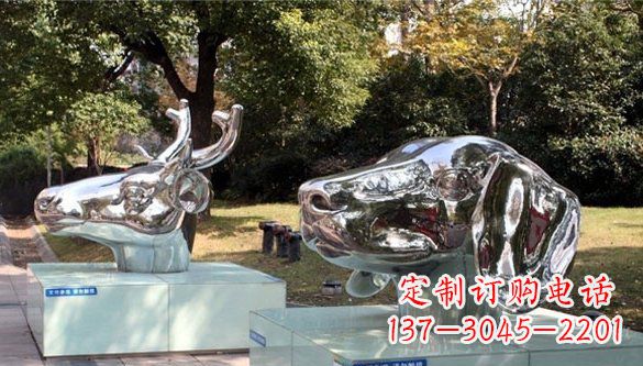 连云港动物十二生肖头像不锈钢雕塑