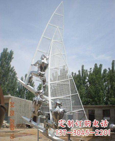 连云港海上航行不锈钢帆船雕塑