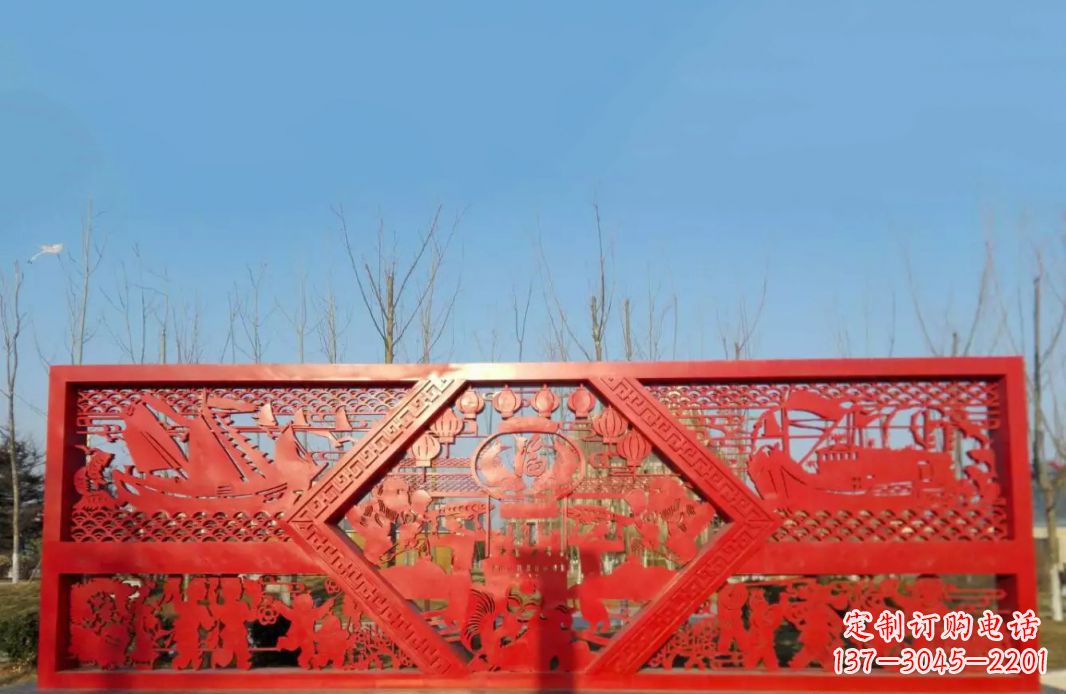 连云港不锈钢福字剪纸广场景观雕塑