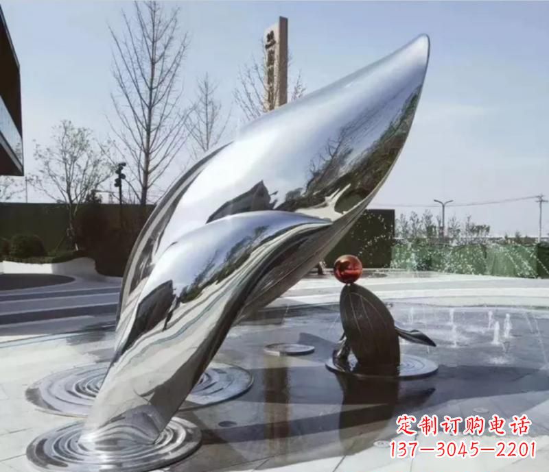 连云港精美不锈钢海豚雕塑