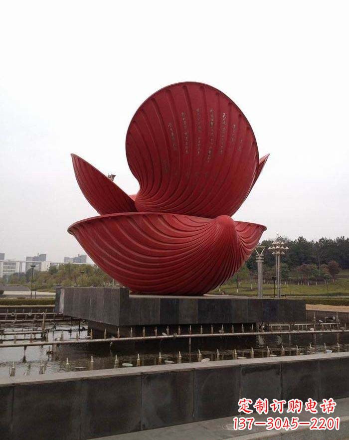连云港不锈钢贝壳喷泉雕塑——海洋之美无限