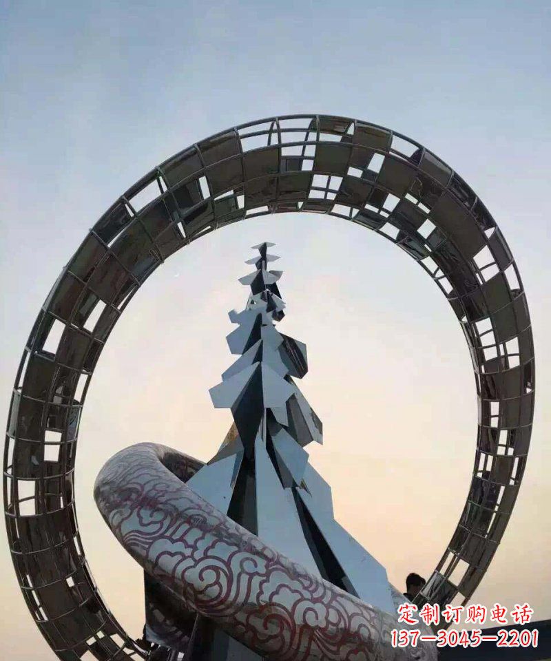 连云港不锈钢松树祥云雕塑