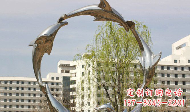 连云港不锈钢广场海豚雕塑