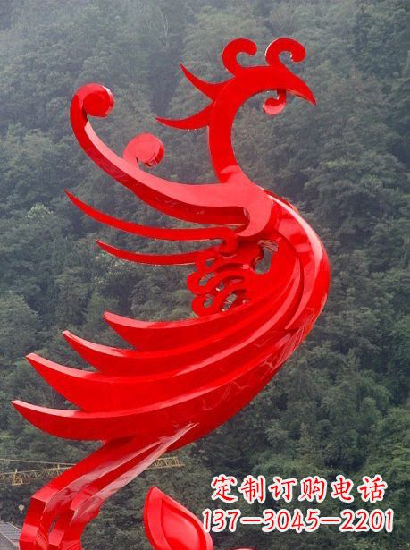 连云港不锈钢广场红色凤凰雕塑