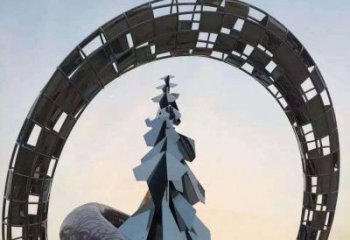 连云港不锈钢松树祥云雕塑