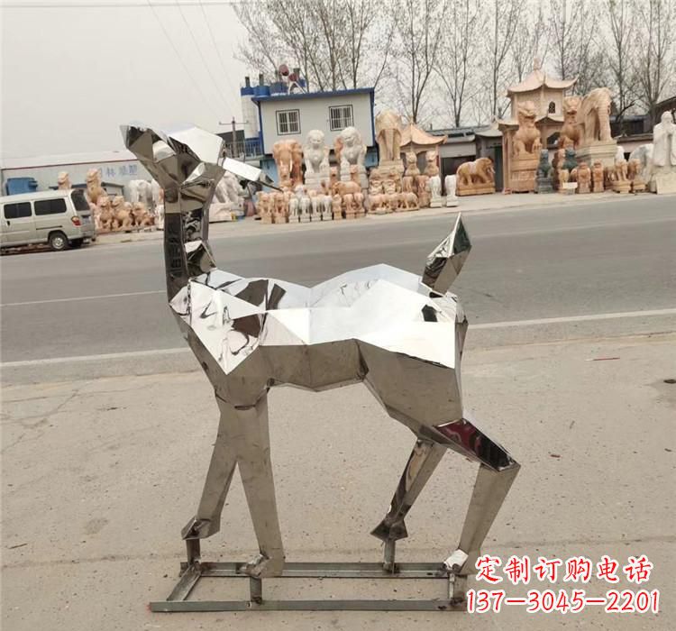 连云港不锈钢几何小鹿雕塑精美艺术品