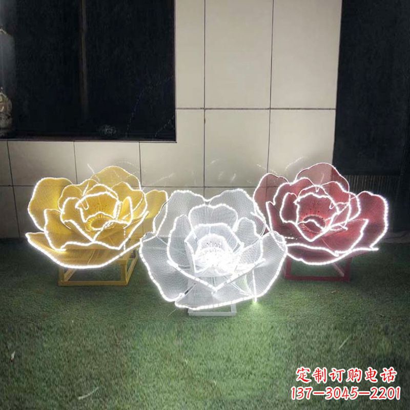 连云港精美不锈钢玫瑰花灯光雕塑