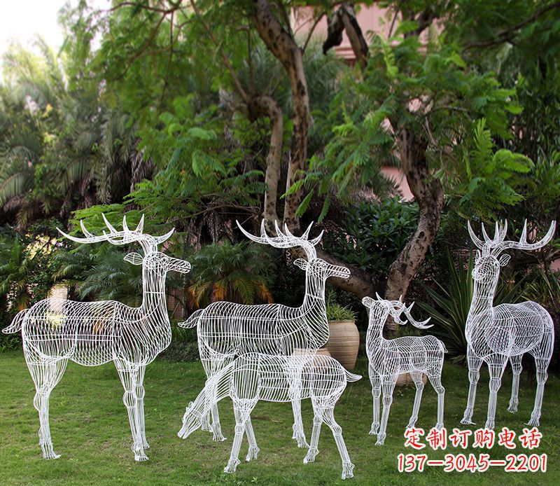 连云港不锈钢镂空梅花鹿雕塑 (2)