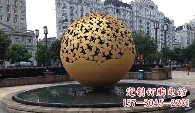 连云港不锈钢镂空球喷泉雕塑——精致美观