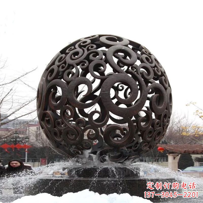 连云港不锈钢镂空球水景喷泉雕塑