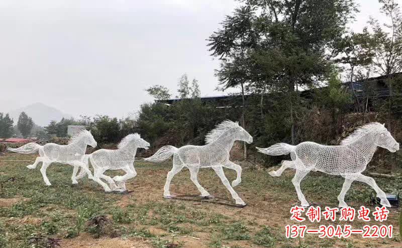 连云港不锈钢镂空群马群奔跑雕塑
