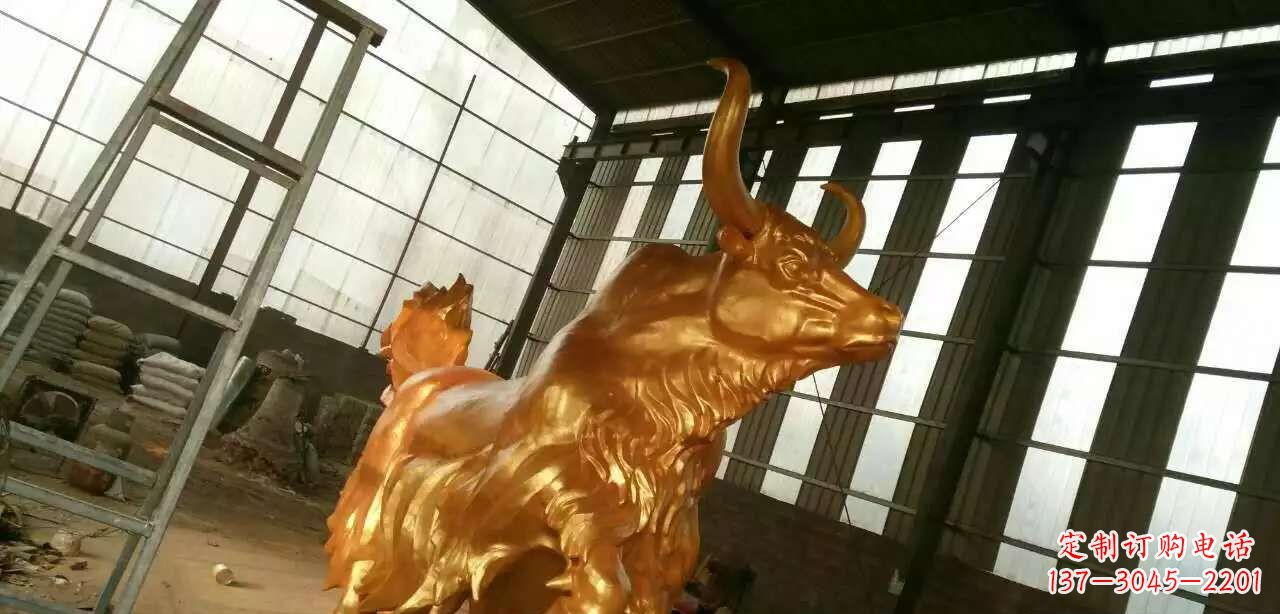 连云港精美不锈钢牦牛钛金雕塑