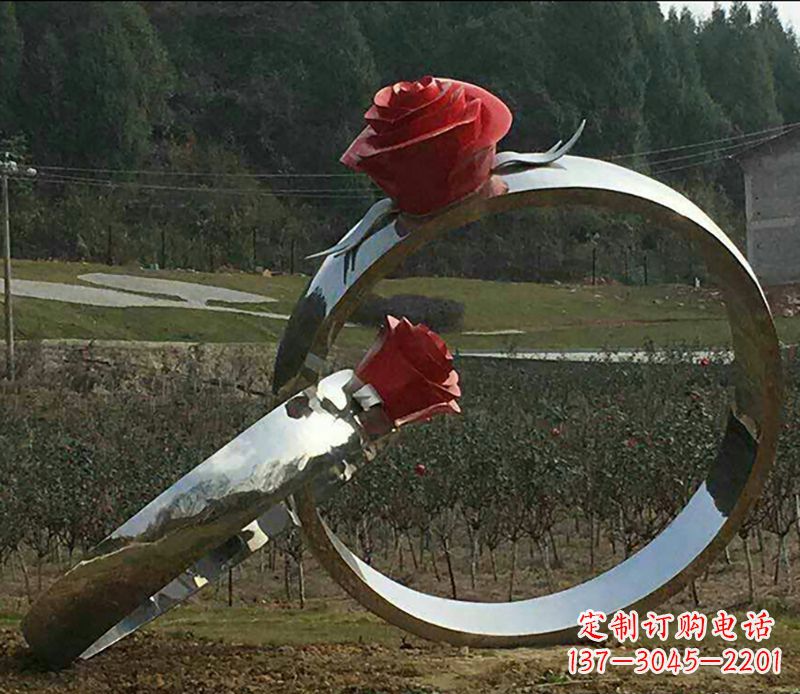 连云港不锈钢玫瑰雕塑精美的艺术珍品