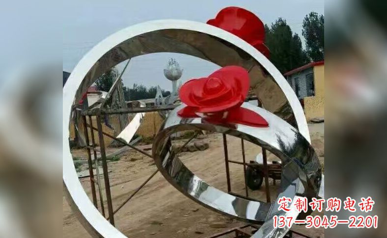 连云港不锈钢玫瑰花戒指雕塑