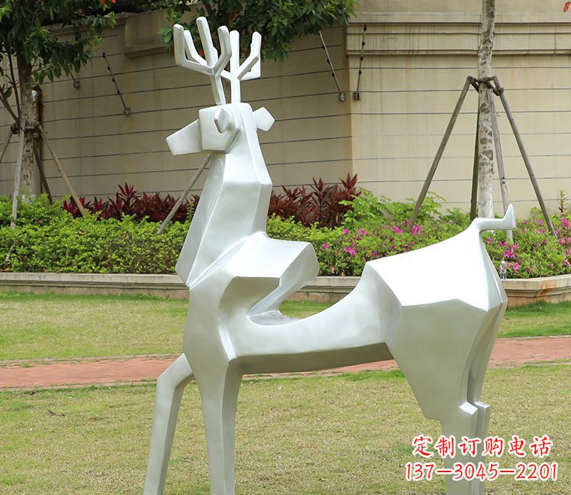 连云港不锈钢美陈动物雕塑——鹿