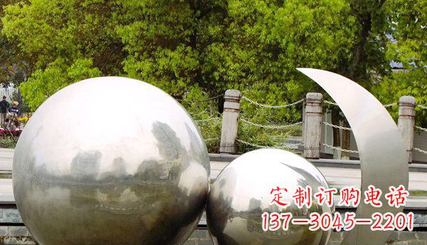 连云港不锈钢球形地球月亮雕塑精美的艺术之作