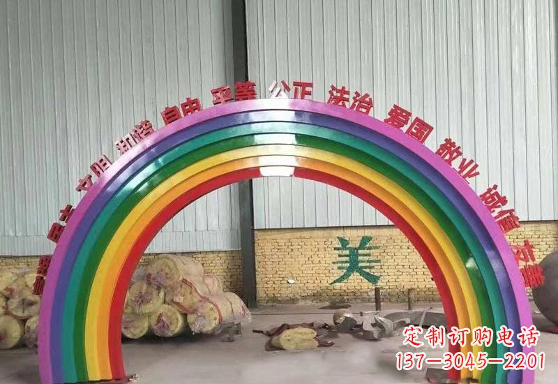 连云港表达不锈钢社会主义核心价值观的彩虹拱门雕塑