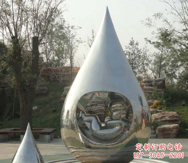 连云港不锈钢水滴雕塑精致简约的艺术之美