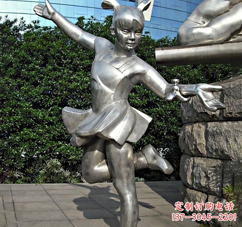 连云港不锈钢跳舞儿童人物雕塑