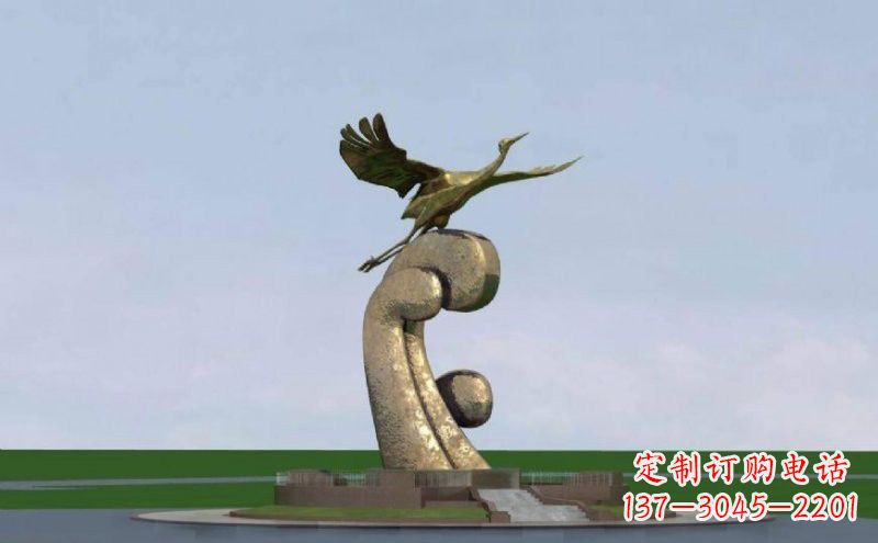 连云港不锈钢仙鹤雕塑象征着美丽和宁静