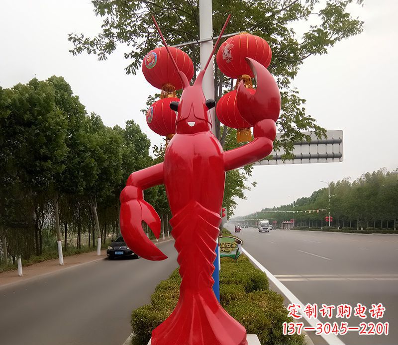 连云港不锈钢小龙虾雕塑精美之灵