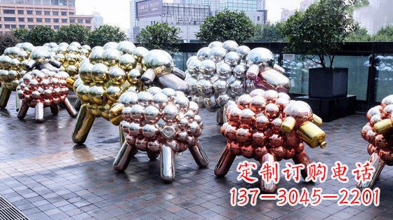 连云港不锈钢小羊肖恩抽象动物雕塑