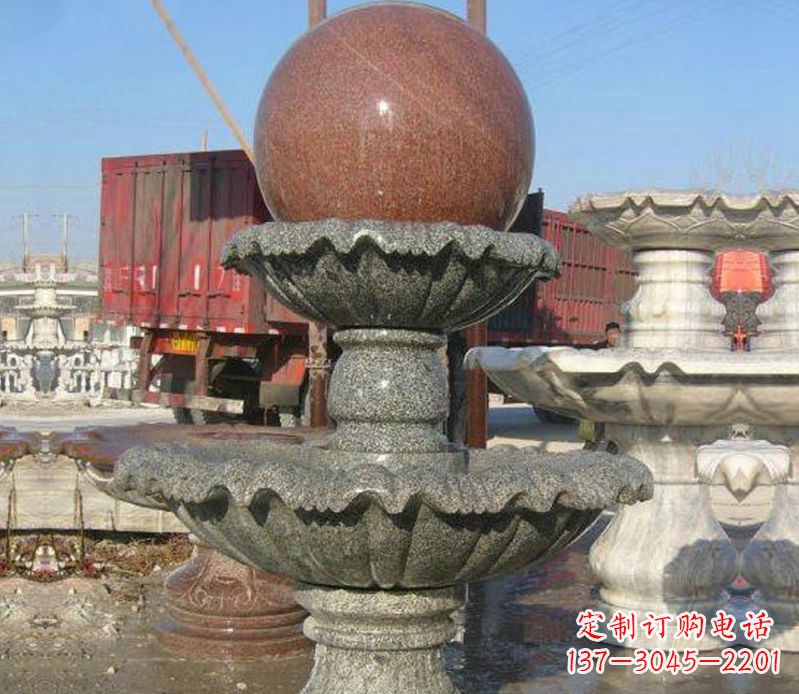 连云港财源滚滚石雕风水球喷泉雕塑 (5)