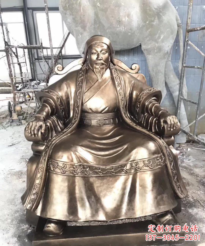 连云港成吉思汗铜雕——象征着蒙古强大力量