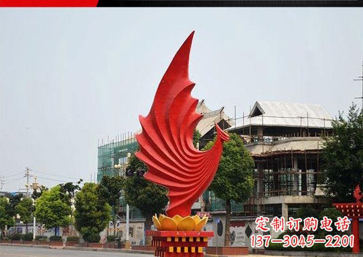 连云港城市的至高象征——不锈钢凤凰雕塑