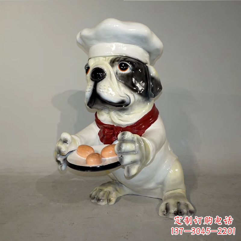 连云港玻璃钢仿陶瓷狗雕塑——以斗牛犬为原型