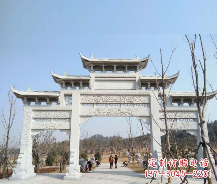 连云港村口三门石雕牌楼 (6)