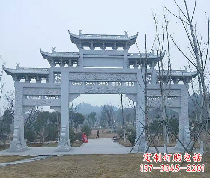 连云港村口三门石雕牌楼_2 (2)