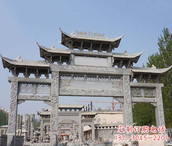 连云港大理石牌坊雕塑传承中国古典文化