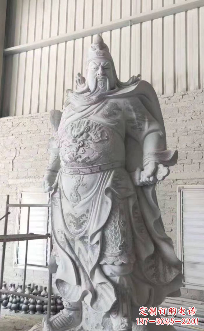 连云港大理石关公雕塑，精美绝伦